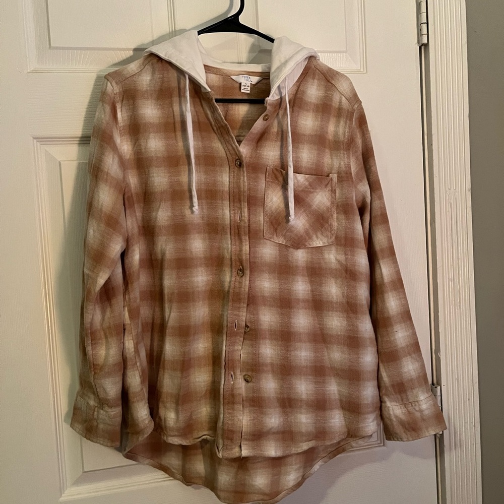 Time and Tru Brown and White Boxy Hoodie